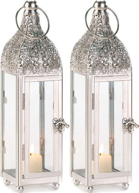 2 Intricate Design Highly Polished Ornate Metal Top Pillar Candle