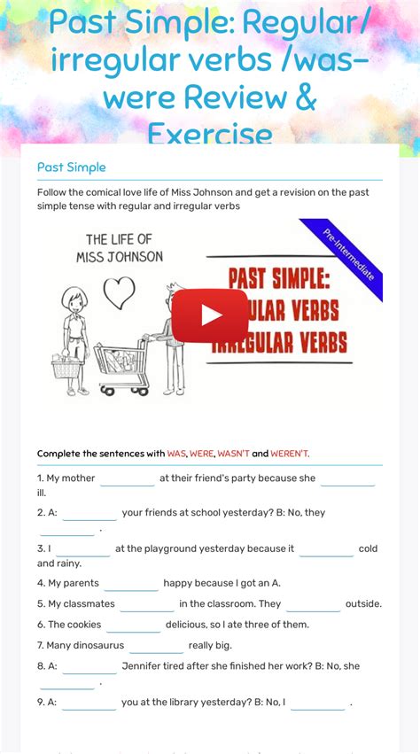 Past Simple: Regular/ irregular verbs /was-were Review & Exercise | Interactive Worksheet by ...