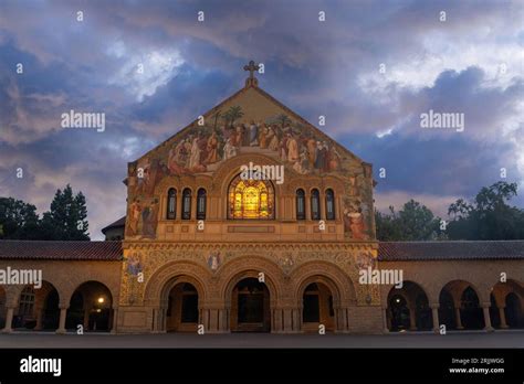 Stanford Memorial Church With Ominous Sky At Twilight Stock Photo Alamy