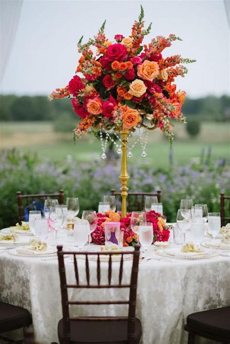 Tall Flower Centerpieces Orange Wedding Centerpieces Orange Wedding
