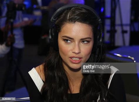 Model Adriana Lima Visits The Siriusxm Set At Super Bowl 50 Radio Row