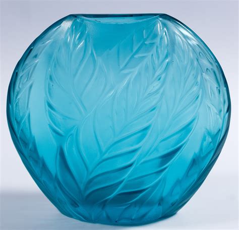 Lalique Crystal Blue Filicaria Bud Vase