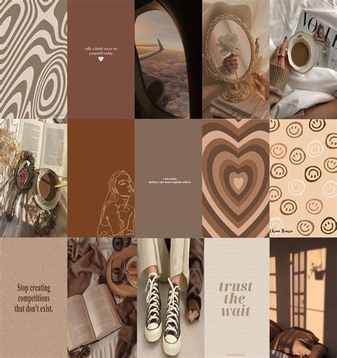 Brown Aesthetic Wall Collage Kit 100 Pcs Room Decor Etsy