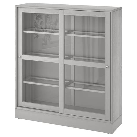 Havsta Glass Door Cabinet With Base Grayclear Glass 4758x1458x523
