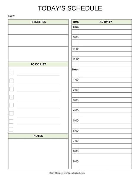 Free Printable Daily Schedule Templates Printable Form Templates And