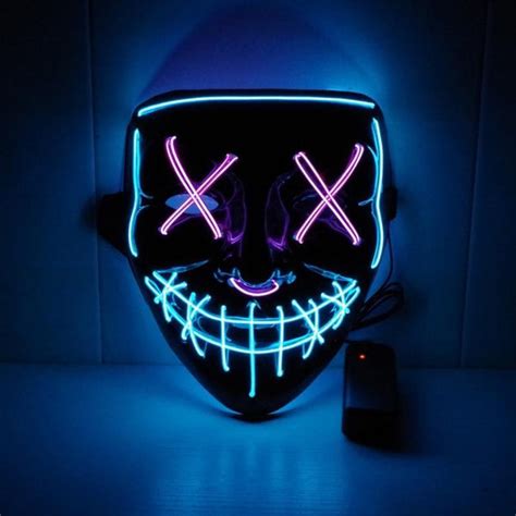 Led Purge Mask Rave Light Up Halloween Neon Genius Villain