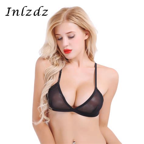 Womens Lingerie Bra Sex Soft Sheer Mesh V Neckline Triangle Bralette