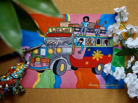 jeepney art print a5 a4 hand drawn illustration etsy