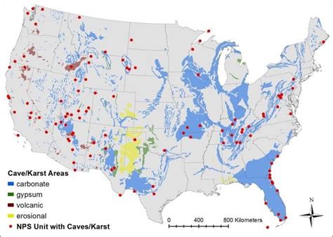 Cavekarst Areas And Nps Units With Cavekarst Resources In The