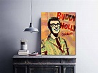 Buddy Holly Print, Buddy Holly Art, Poster, 50s Decor, Fifties Music ...