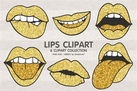 Gold Glitter Lips Clipart Sublimation Graphic By Goodscute · Creative