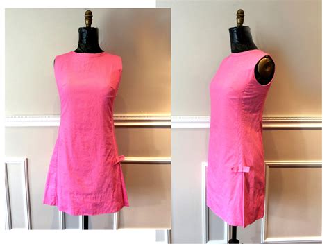 vintage pink mod dress 1960s cotton subtle floral fabric shift etsy