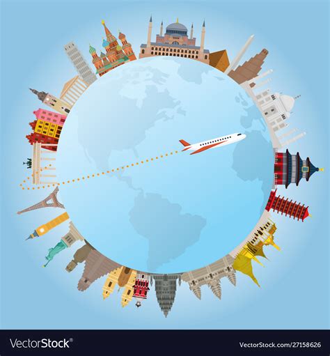 World Landmarks And Travel Around World Royalty Free Vector