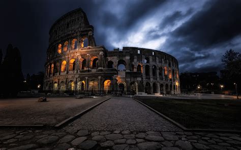 Wallpaper Rome Colosseum Night Clouds 1920x1200 Hd Picture Image