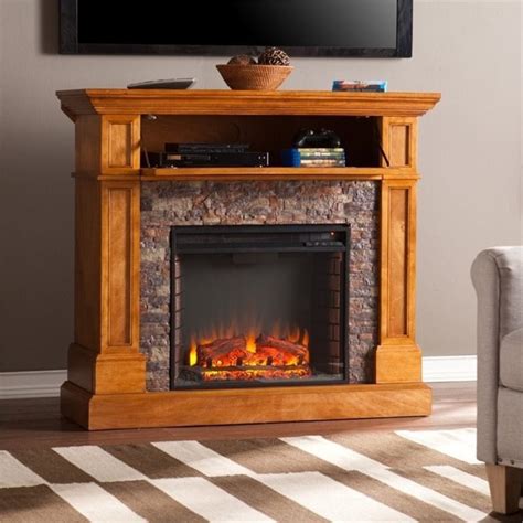 Maybe you would like to learn more about one of these? Pemberly Row Faux Stone Fireplace TV Stand in Sienna - PR ...