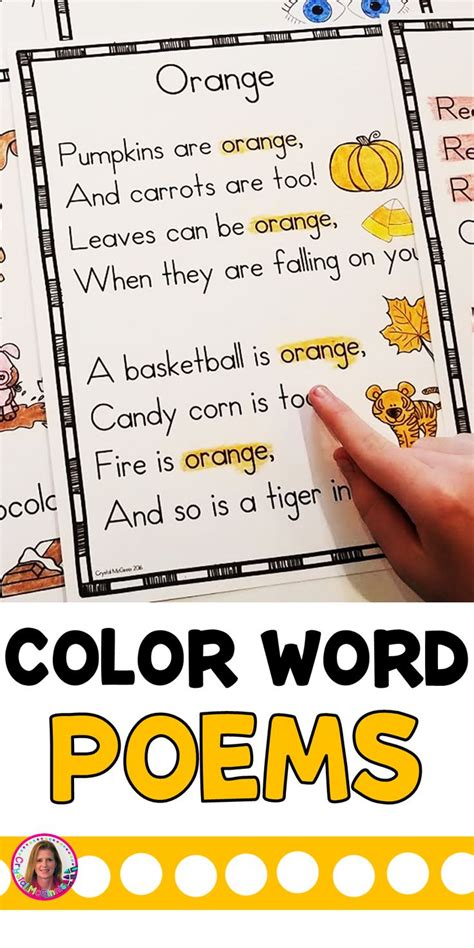 Color Word Poems For Shared Reading English Poems For Kids Kids