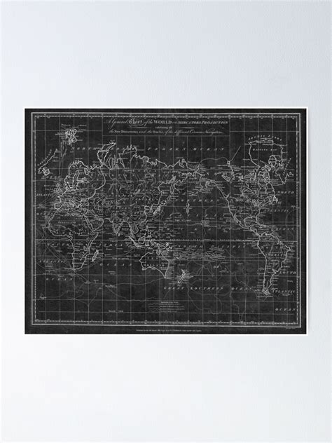 Black And White World Map 1799 Inverse Poster By Bravuramedia