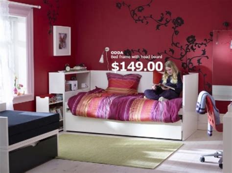 Cool bedroom ideas for teenagers small room bedroom teenage ikea bedroom for couples bedroom couples ikea schlafzimmer fur breathtaking ikea bedroom furniture desk of single platform bed Bedroom Teen Bedroom With Bed Frame And Red Wall Paint ...