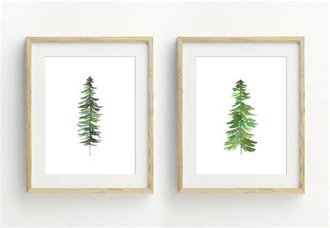 Pine Tree Print Minimalist Tree Wall Decor Woodland Wall Etsy