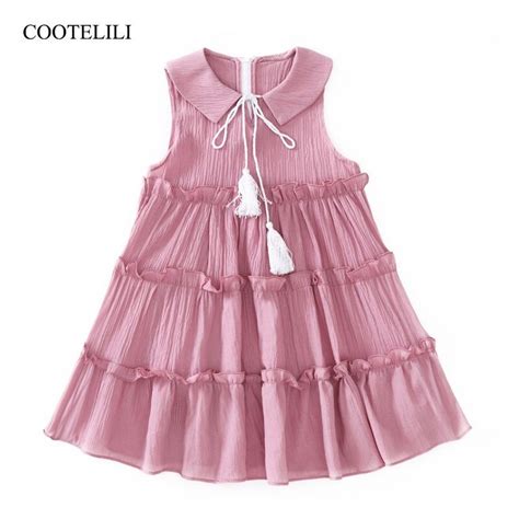 Cootelili 90 140cm Summer Kids Dresses For Girls Ruffles Girl Princess