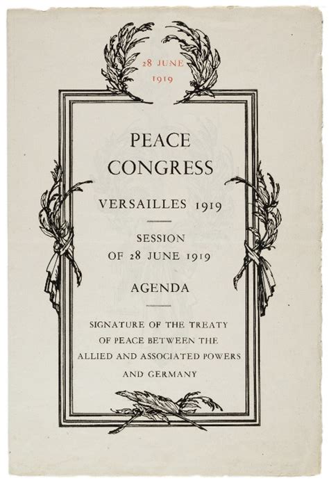 The Peace Treaty Of Versailles Signed On 28 June