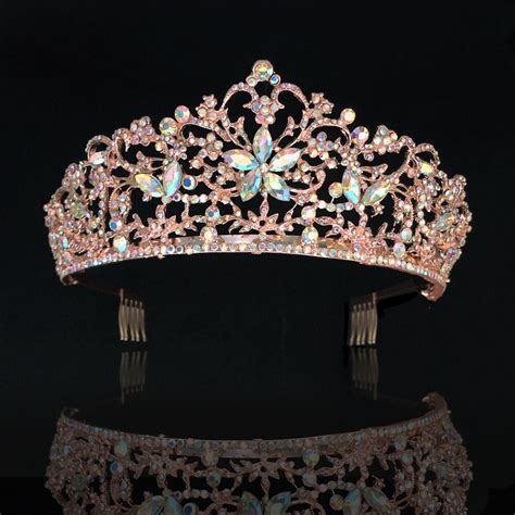 Luxury Crystal Ab Bridal Crown Tiara Rose Gold Diadem Tiara Tullelux