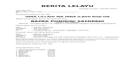 Detail Contoh Surat Lelayu Bahasa Indonesia Koleksi Nomer 19