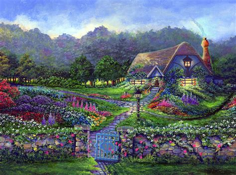 Spring Cottage Painting By Bonnie Cook Pixels