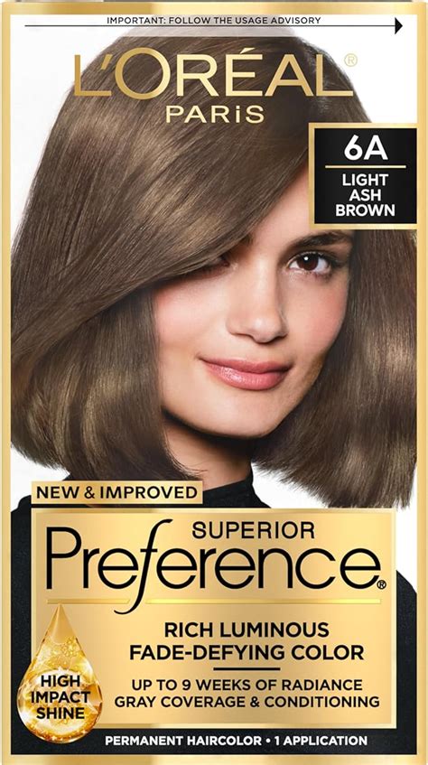 l oréal paris superior preference fade defying shine permanent hair color 6a light ash brown