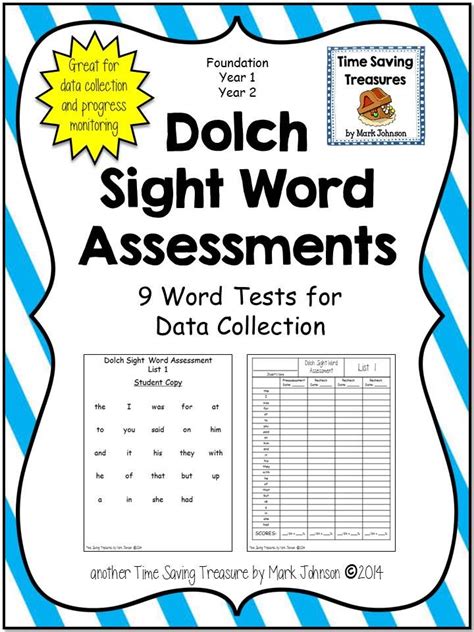 Dolch Sight Word Assessments 9 Word Tests For Data Collection The