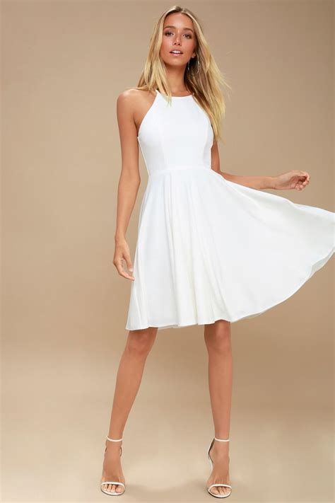 Irresistible Charm White Midi Dress White Skater Dresses White