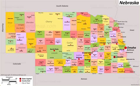 Nebraska State Map With Cities Little Pigeon River Map