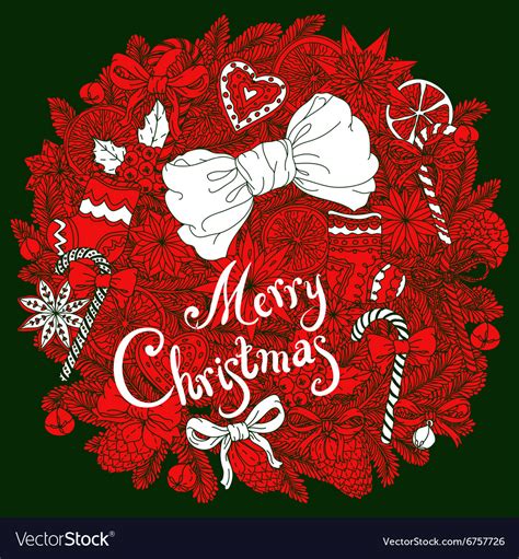 Christmas Vignette With Decorative Items Vector Image