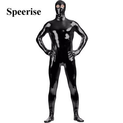 Men Lycra Spandex Shiny Metallic Zentai Suit Second Skin Tight Full Body Nylon Catsuit Zentai