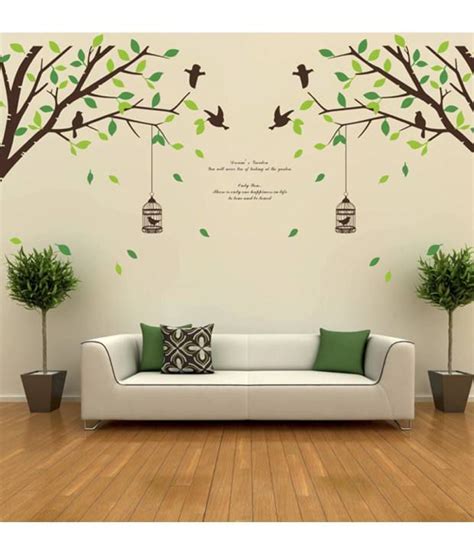 Wall stickers are an amazing new home décor trend. HOMETALES Falling leaves Birds & Cage Sticker ( 180 cm x ...