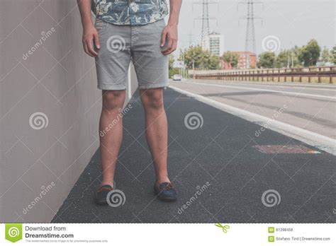 Detail Of A Young Handsome Man Posing In The Street Stock Photo Image