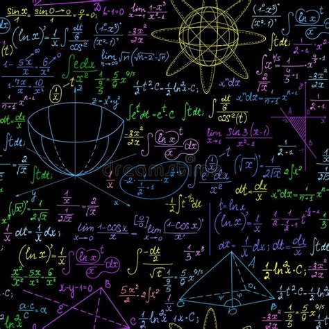 Scientific Math Vector Seamless Background With Multicolored
