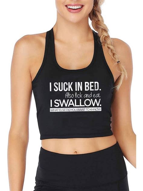 I Swallow Design Sexy Slim Fit Crop Top Hotwife Humorous Flirtation Style Tank Tops Swinger