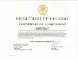 Photos of Us Army Training Certificates