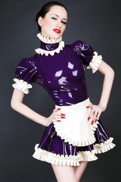 Purple And White Latex French Maid Latex Dress Maid Dress Latex Maid