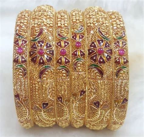 22k 118 Grams Ladies Gold Bangles Set Size 24 Inch At Rs 602000set In Proddatur