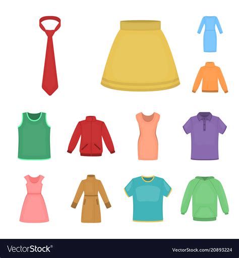Different Kinds Of Clothes Cartoon Icons In Set Vector Image