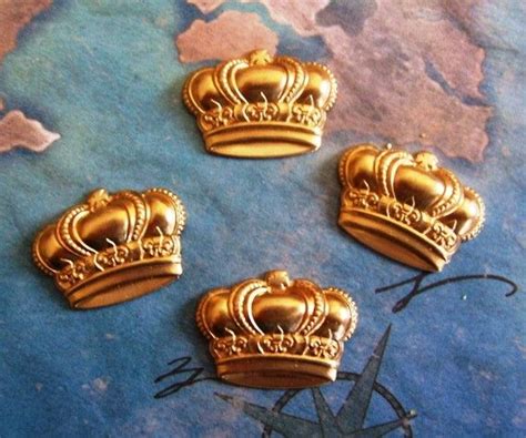 2 Pc Raw Brass Stamping Small Crown Finding Embellishment Etsy