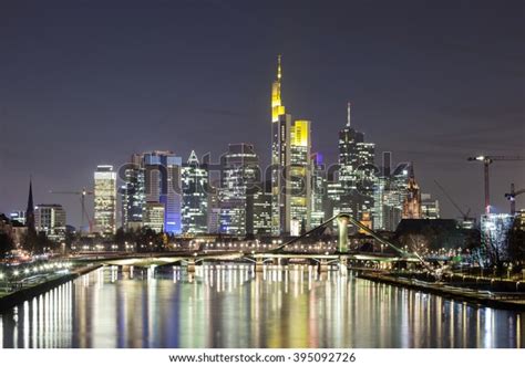Skyline Frankfurt Main Downtown Illuminated Night Stock Photo Edit Now