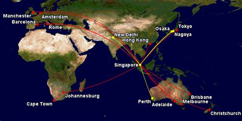 Map Of Singapore Airlines Routes Maps Of The World Kulturaupice