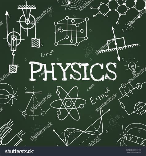 Vector Chalk Draw Physics Elements On Green Background Eps10