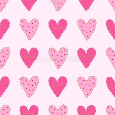 Seamless Pattern Hearts In Rows On A Soft Pink Background Stock Vector