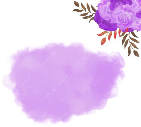 Pincel De Acuarela Púrpura Con Flores Png Acuarela Cepillo Morado
