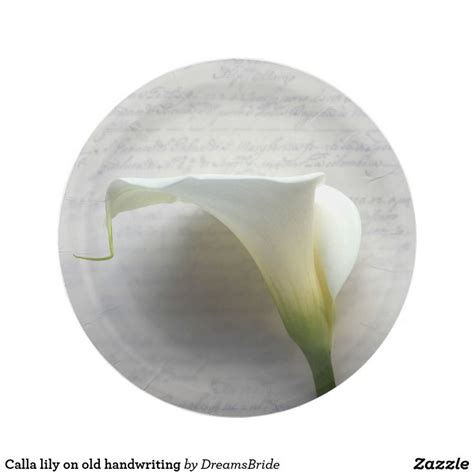 A Paper Plate With A Calla Lily On It And The Words Calla On Handwriting