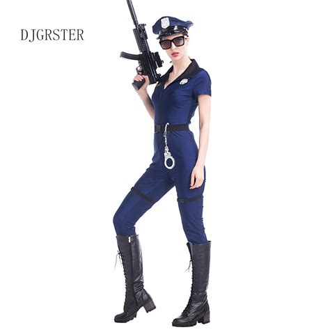 Djgrster 2019 New Style Women Police Jumpsuits Uniform Cosplay